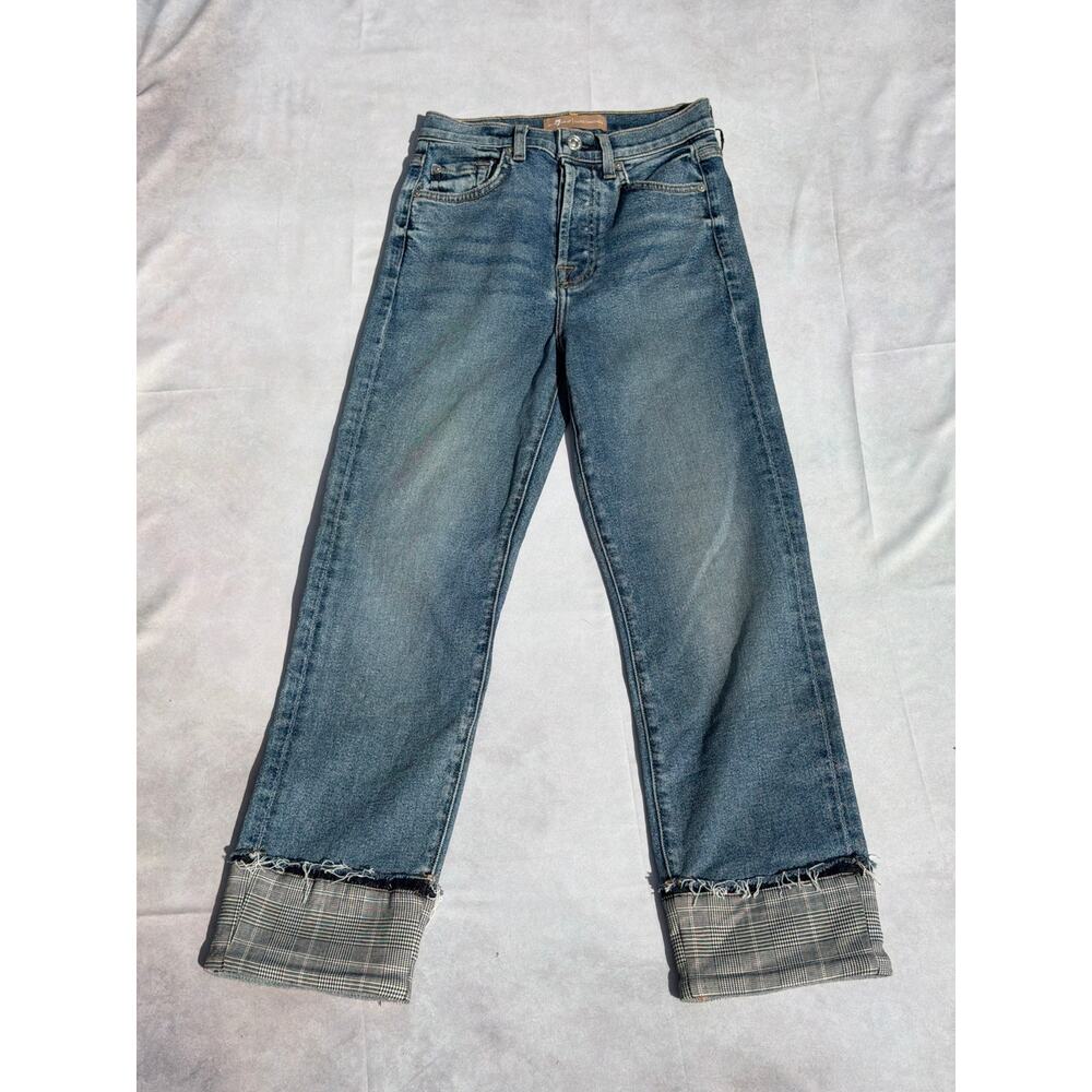 7 For All Mankind Luxe Vintage Jeans Size 23 Cropped Flip Cuff Straight